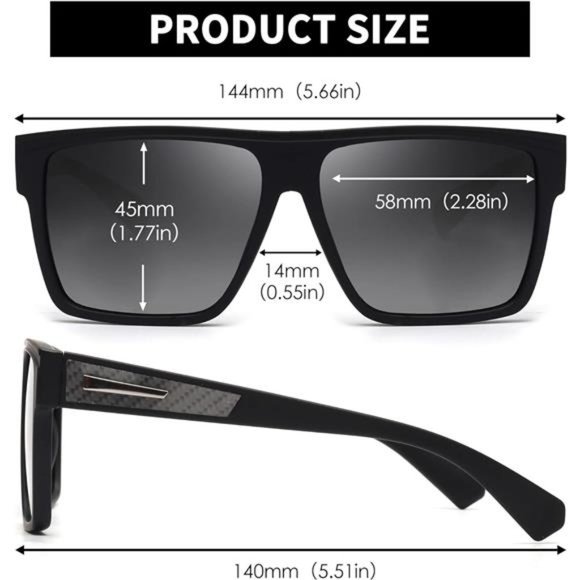 Retro Polarized Sunglasses Men Women 1 Black Frame / Polarized Gradient Grey Len - Picture 6 of 6
